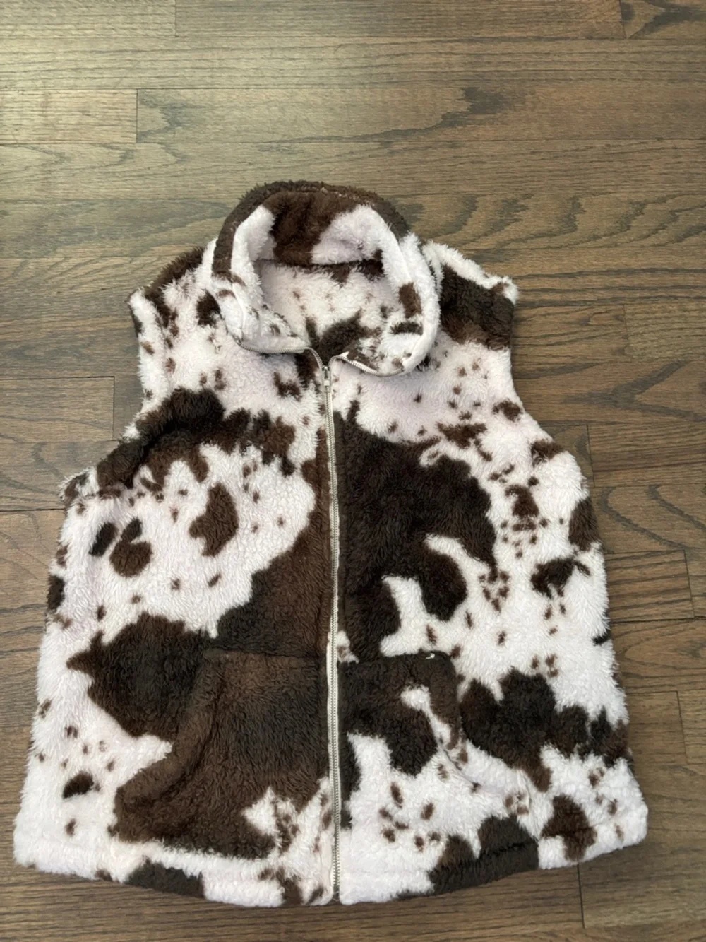 SHEIN Brown and White Fuzzy Vest